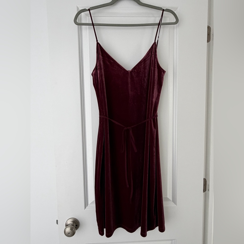 Abercrombie & Fitch Burgundy Velvet Slip Dress